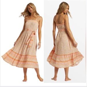 BILLABONG Wish For You Dress Size S 🌅 Boho Tiered Midi Festival Date Night NWT